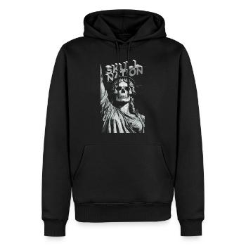 Skull Nation - Skull, Totenkopf, New York - Männer Premium Bio Hoodie - Schwarz - Vorne - Nico (187cm)