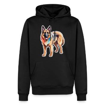 Belgischer Schäferhund Wasserfarben - Männer Premium Bio Hoodie - Schwarz - Vorne - Nico (187cm)