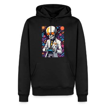 Retro Gamer Skelett mit Controller Konsolenspiele - Männer Premium Bio Hoodie - Schwarz - Vorne - Nico (187cm)