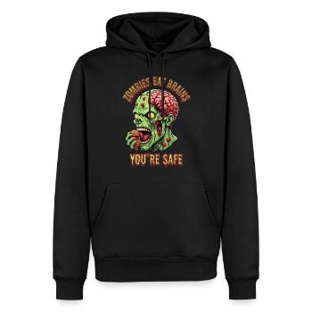 Zombies fressen Gehirne, du bist sicher - Männer Premium Bio Hoodie - Schwarz - Vorne - Nico (187cm)