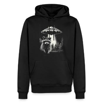 Funny Raccoon UFO - Men’s Premium Organic Hoodie - black - Front - Nico (187cm)