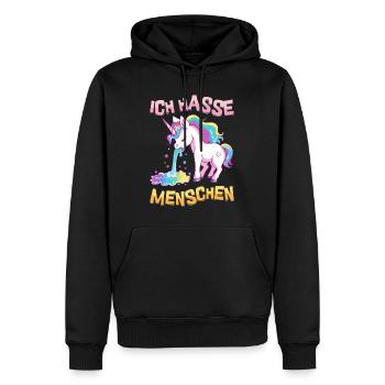 Ich Hasse Menschen Einhorn Kotzt Regenbogen Lustig - Männer Premium Bio Hoodie - Schwarz - Vorne - Nico (187cm)