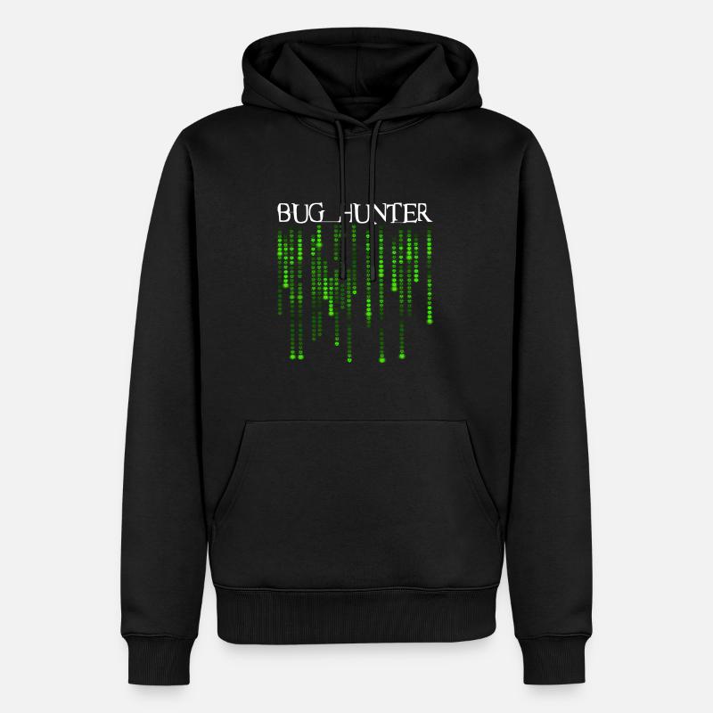 Bug Hunter - Neon Green Source Code Bugs - Männer Premium Bio Hoodie - Schwarz