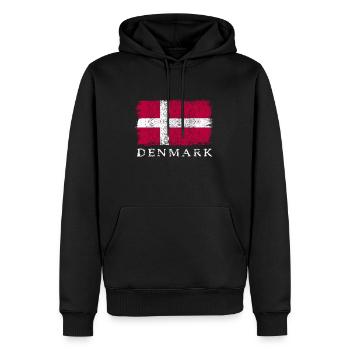 Danemark Drapeau danois Drapeau du Danemark - Sweat à capuche Premium bio Homme - noir - Devant - Nico (187cm)