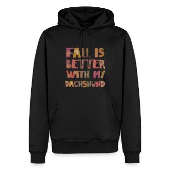 Thankful for my Dackel Hund Herbst Dankbarkeit - Männer Premium Bio Hoodie - Schwarz - Vorne - Nico (187cm)