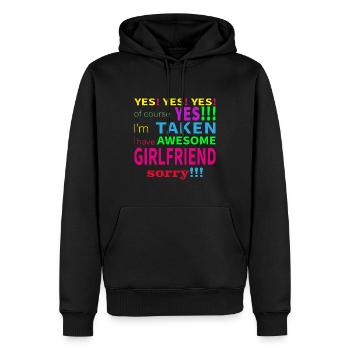 Freundin - Männer Premium Bio Hoodie - Schwarz - Vorne - Nico (187cm)