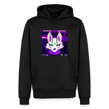 Kitsun Vaporwave Japanese Kami Vaporwave Kitsune - Men’s Premium Organic Hoodie - black - Front - Nico (187cm)