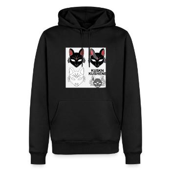 Kitsun Vaporwave Japanese Kami Vaporwave Kitsune - Men’s Premium Organic Hoodie - black - Front - Nico (187cm)