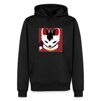Kitsun Vaporwave Japonais Kami Vaporwave Kitsune - Sweat à capuche Premium bio Homme - noir - Devant - Nico (187cm)