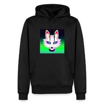 Kitsun Vaporwave Japonais Kami Vaporwave Kitsune - Sweat à capuche Premium bio Homme - noir - Devant - Nico (187cm)