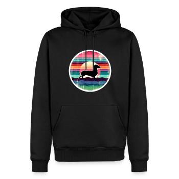 Dackel - Männer Premium Bio Hoodie - Schwarz - Vorne - Nico (187cm)