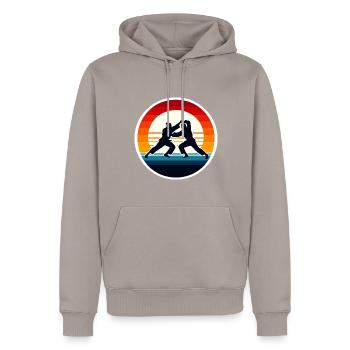 Judo - Men’s Premium Organic Hoodie - taupe - Front - Nico (187cm)