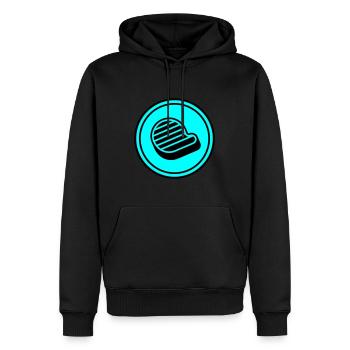 Symbole du steak de viande - Sweat à capuche Premium bio Homme - noir - Devant - Nico (187cm)