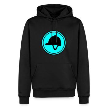 Icône du chapeau équestre - Sweat à capuche Premium bio Homme - noir - Devant - Nico (187cm)