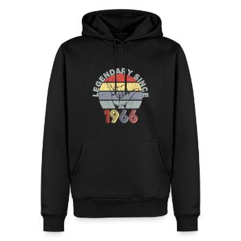 1966 | Vintage Legendär seit 1966 Jubiläum - Männer Premium Bio Hoodie - Schwarz - Vorne - Nico (187cm)