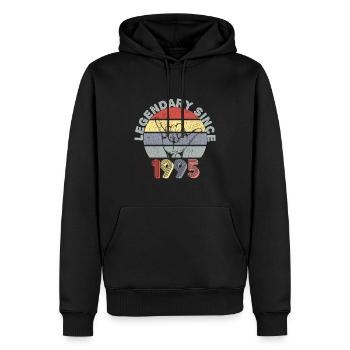 1995 | Vintage Legendär seit 1995 Jubiläum - Männer Premium Bio Hoodie - Schwarz - Vorne - Nico (187cm)