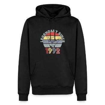 1992 | Vintage Legendär seit 1992 Jubiläum - Männer Premium Bio Hoodie - Schwarz - Vorne - Nico (187cm)