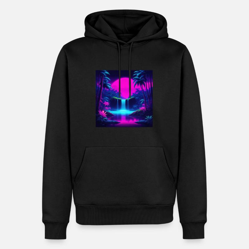 cascade néon - Sweat à capuche Premium bio Homme - noir