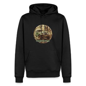 Toyo Land Cruiser Bestseller Les légendes ne meurent jamais 4x4 - Sweat à capuche Premium bio Homme - noir - Devant - Nico (187cm)