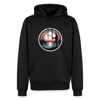 Angeln Angler Fischen Retro - Männer Premium Bio Hoodie - Schwarz - Vorne - Nico (187cm)