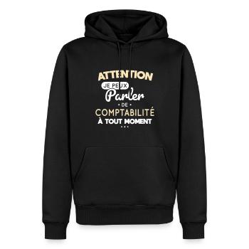 Je peux parler de comptabilité à tout moment - Sweat à capuche Premium bio Homme - noir - Devant - Nico (187cm)