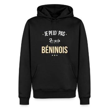 Je peux pas je suis Béninois - Sweat à capuche Premium bio Homme - noir - Devant - Nico (187cm)
