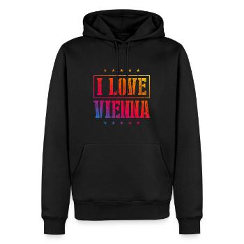 I Love Vienna - Männer Premium Bio Hoodie - Schwarz - Vorne - Nico (187cm)