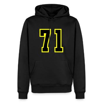 71 Zahl Trikot - Männer Premium Bio Hoodie - Schwarz - Vorne - Nico (187cm)
