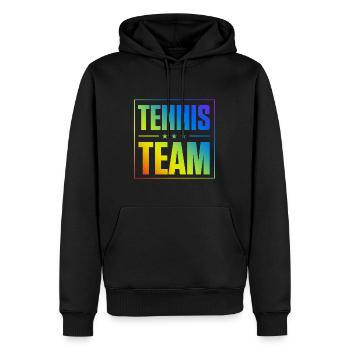 Tennis Team - Männer Premium Bio Hoodie - Schwarz - Vorne - Nico (187cm)