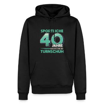 Sportliche 40 Jahre 40 Geburtstag Geschenk - Männer Premium Bio Hoodie - Schwarz - Vorne - Nico (187cm)