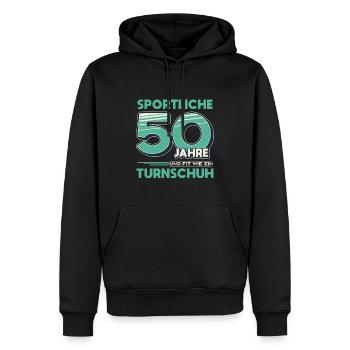 Sportliche 50 Jahre - 50 Geburtstag Geschenk - Männer Premium Bio Hoodie - Schwarz - Vorne - Nico (187cm)