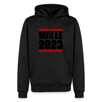 Malle 2023 - Männer Premium Bio Hoodie - Schwarz - Vorne - Nico (187cm)