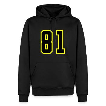 81 Zahl Trikot - Männer Premium Bio Hoodie - Schwarz - Vorne - Nico (187cm)
