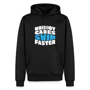Swimming Nobody Cares Swim Faster Swimmer - Men’s Premium Organic Hoodie - black - Front - Nico (187cm)