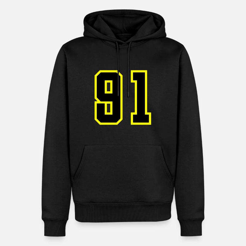 Maillot à numéros 91 - Sweat à capuche Premium bio Homme - noir
