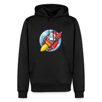 Santa Claus Rocket Comic Christmas - Men’s Premium Organic Hoodie - black - Front - Nico (187cm)