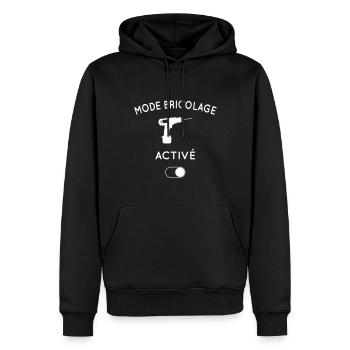 Humour - Mode bricolage activé - Sweat à capuche Premium bio Homme - noir - Devant - Nico (187cm)