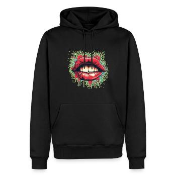 Sexy Kuss Lippen Trippy psychodelisch Psy - Männer Premium Bio Hoodie - Schwarz - Vorne - Nico (187cm)
