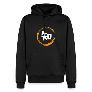 Kanji japonais attribut MIND - Chemise d’anime - Sweat à capuche Premium bio Homme - noir - Devant - Nico (187cm)