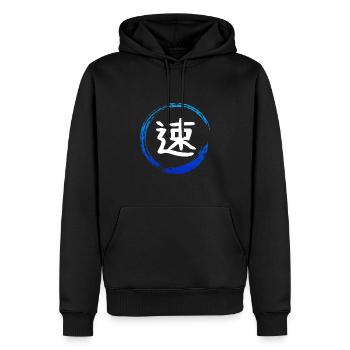 Japanisches Kanji-Attribut SPEED - Anime-Shirt - Männer Premium Bio Hoodie - Schwarz - Vorne - Nico (187cm)