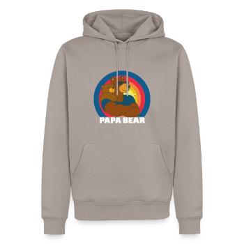 Papa Bear - Männer Premium Bio Hoodie - Taupe - Vorne - Nico (187cm)