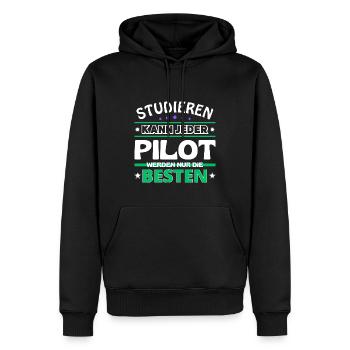 Studieren kann jeder Pilot sind die Besten - Männer Premium Bio Hoodie - Schwarz - Vorne - Nico (187cm)