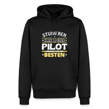 Studieren kann jeder Pilot sind die Besten - Männer Premium Bio Hoodie - Schwarz - Vorne - Nico (187cm)