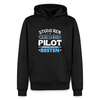 Studieren kann jeder Pilot sind die Besten - Männer Premium Bio Hoodie - Schwarz - Vorne - Nico (187cm)