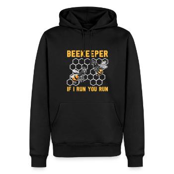 Quand je cours, tu cours abeille trop drôle apiculteur - Sweat à capuche Premium bio Homme - noir - Devant - Nico (187cm)