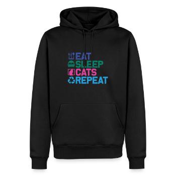 Eat, Sleep, Cats, Repeat - Katze T-Shirt Design - Männer Premium Bio Hoodie - Schwarz - Vorne - Nico (187cm)