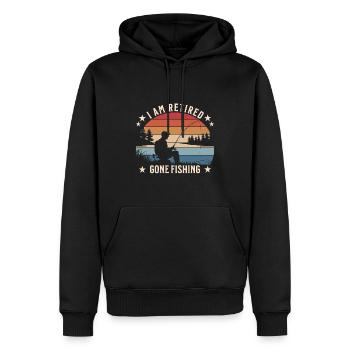 Ich bin im Ruhestand – Gone Fishing Vintage Sunset Design - Männer Premium Bio Hoodie - Schwarz - Vorne - Nico (187cm)