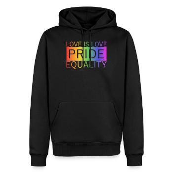 FIERTÉ - L’AMOUR EST AMOUR - EGALITÉ - Sweat à capuche Premium bio Homme - noir - Devant - Nico (187cm)