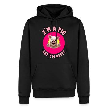 I'm a pig but I'm happy - Men’s Premium Organic Hoodie - black - Front - Nico (187cm)