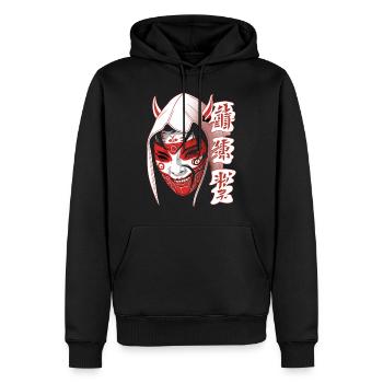 Traditional Japanese Okame Otafuku Yokai Figure - Men’s Premium Organic Hoodie - black - Front - Nico (187cm)